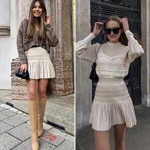 Zara pleated vegan leather skort XS